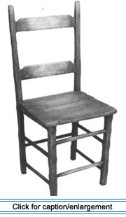 With its chamfered legs, mortise-and-tenon frame, and plank seat, this painted side chair (ca. 1860-1890) typifies traditional Valley chairs.