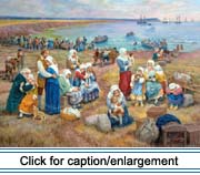 "Ships take Acadians into Exile," painting by Claude Picard