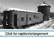 The 1910 "Green Water Tank" and former Bangor & Aroostook Railroad caboose are properties of the Frenchville Historical Society adjacent to the former railroad station.